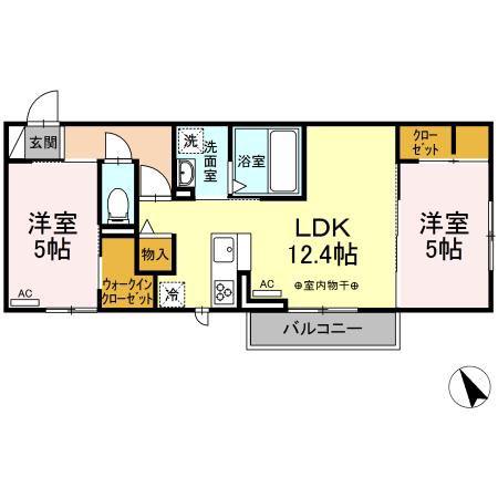 ディーシャンブル大黒田(2LDK/3階)の間取り写真