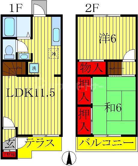 グリーンハイツ柴崎I番館(2LDK/1階)の間取り写真