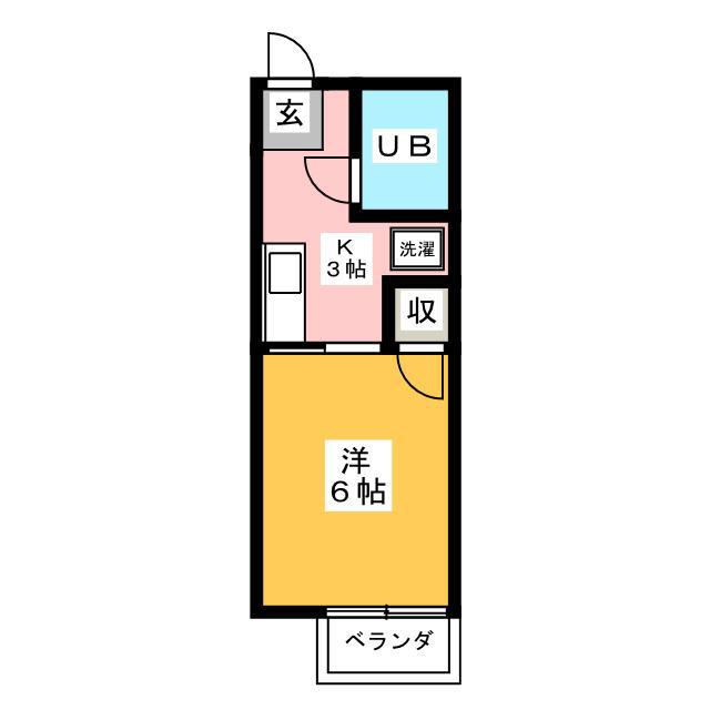 ジュネスタザワ(1K/2階)の間取り写真