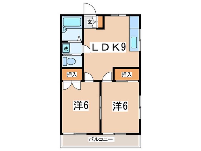 ハイツ広田(2LDK/2階)の間取り写真