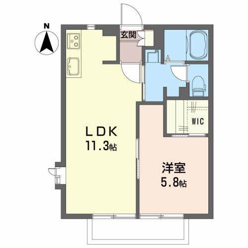 ローアン・アボードA棟(1LDK/1階)の間取り写真