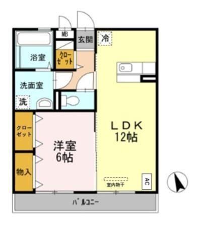 K・FINES A棟(1LDK/2階)の間取り写真