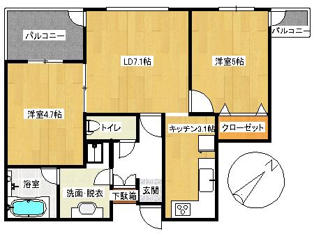 リュクス墨田(2LDK/4階)の間取り写真