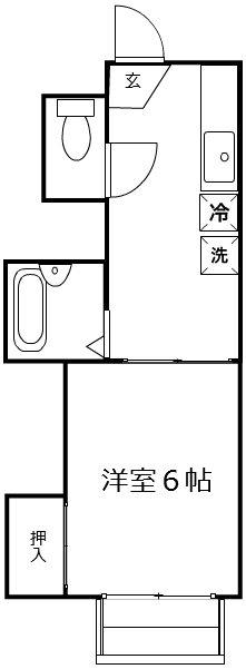 コーポ峰岡(1DK/1階)の間取り写真