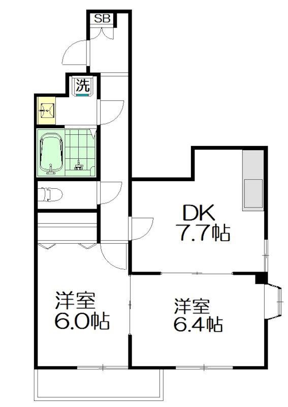 I-メゾン(2DK/3階)の間取り写真