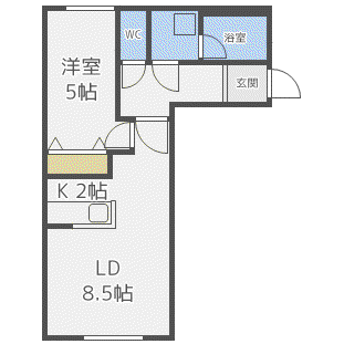 地下鉄南北線 北３４条駅 徒歩3分 4階建 築11年(1LDK/2階)の間取り写真