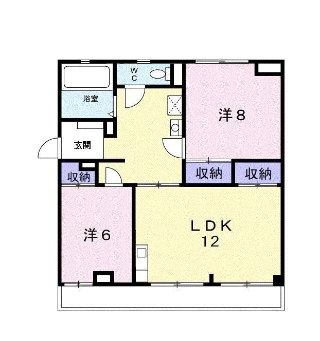 馬走グリーンハイツ(2LDK/3階)の間取り写真