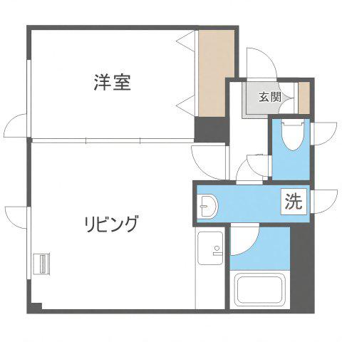 キャッスル福住II(1LDK/2階)の間取り写真