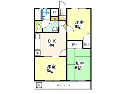 KIマンション(3DK/3階)の間取り写真