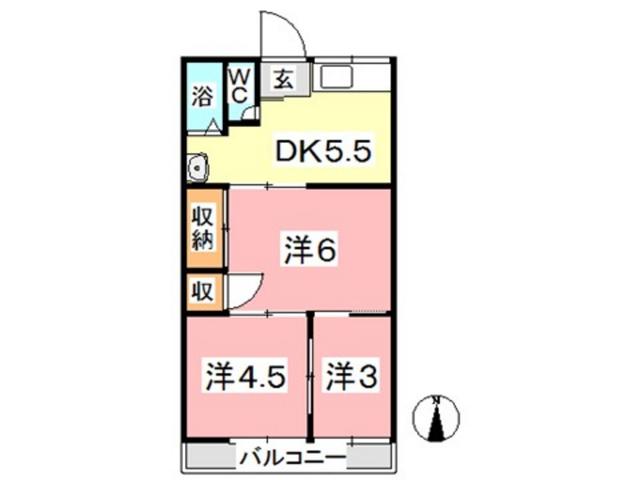 野田マンションC棟(3DK/2階)の間取り写真