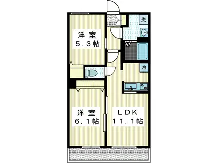 YOU MAISON -ユウメゾン-(2LDK/3階)の間取り写真