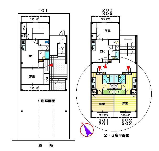 YK宮沖(1DK/3階)の間取り写真