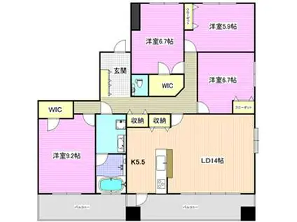 アイステージ追手前パークレジデンス(4LDK/2階)の間取り写真