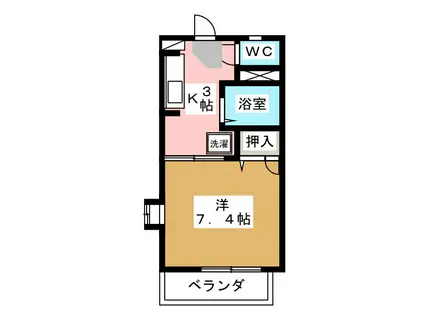 フラッツオーク A棟(1K/1階)の間取り写真