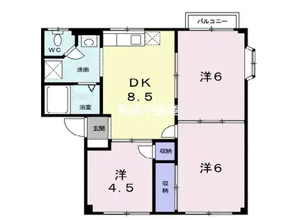 シティハイツ井田 A(3DK/2階)の間取り写真