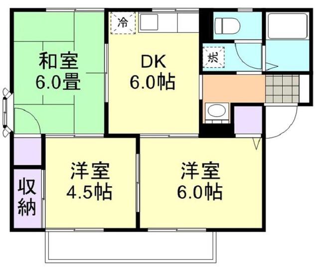 ラベンダーヒルズA棟(3DK/1階)の間取り写真