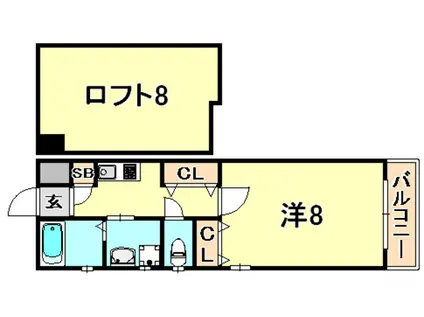 HCフラッツ月見山II(1K/3階)の間取り写真