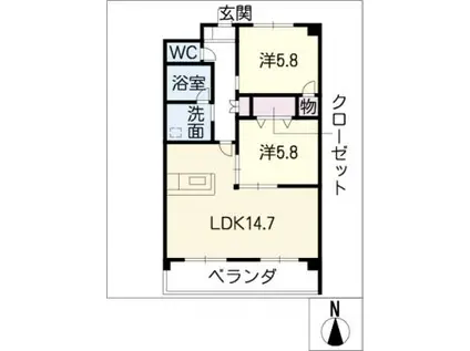 本郷マンション(2LDK/2階)の間取り写真