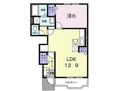 カーサ・ピアヌーラ(1LDK/1階)の間取り写真