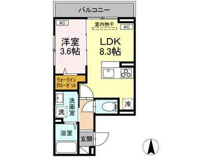 ディースクエア子安町(1LDK/3階)の間取り写真