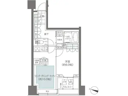 メゾンカルム本郷(1LDK/14階)の間取り写真