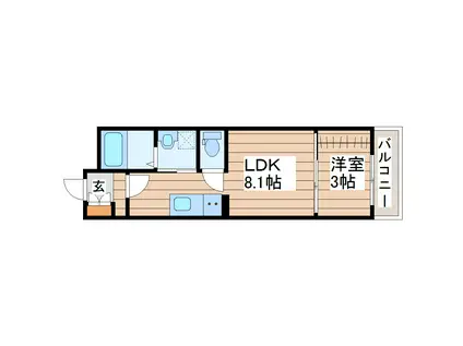 ASUIT富沢西(1LDK/3階)の間取り写真