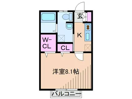 富士見ハイツ(1K/1階)の間取り写真