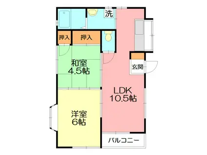 メゾンサンライトIII(2LDK/1階)の間取り写真