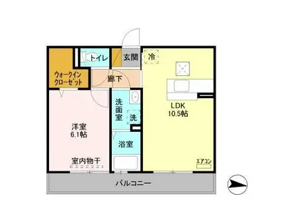 ラ・メール長須賀(1LDK/1階)の間取り写真
