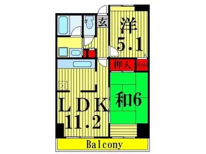 コーポレート竹の塚二丁目(2LDK/4階)の間取り写真