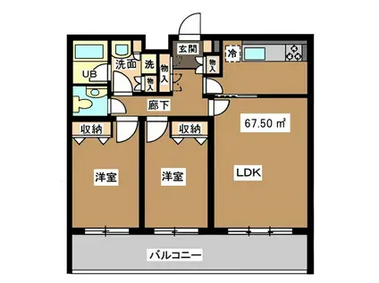 瀬田フラット(2LDK/1階)の間取り写真