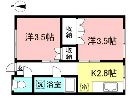 コーポ千代荘(2K/2階)の間取り写真