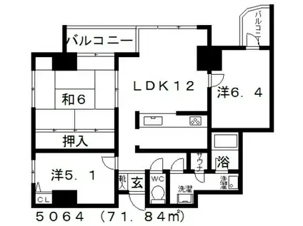 キャナルコート神田(3LDK/7階)の間取り写真