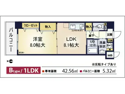 エスペランサ(1LDK/1階)の間取り写真