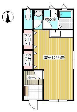 わくわくコーポ(ワンルーム/2階)の間取り写真