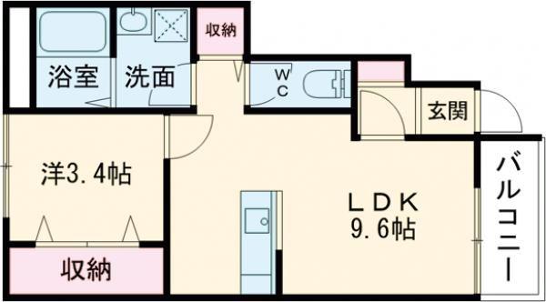 クリスタルハイツ土山(1LDK/1階)の間取り写真