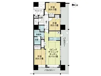 トゥエルヴ国際通(3LDK/5階)の間取り写真