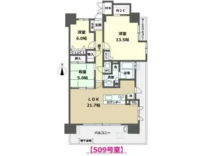 プレミスト金沢本町(3LDK/5階)の間取り写真