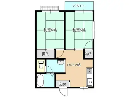 サンライズイマイ(2DK/2階)の間取り写真