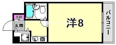西北チェリー(1K/2階)の間取り写真