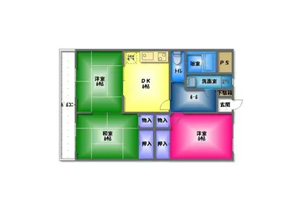 仁栄マンションII(3DK/1階)の間取り写真