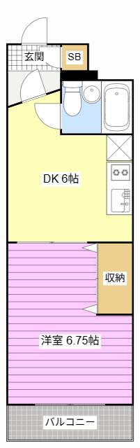 チサンマンション和地山(1DK/5階)の間取り写真