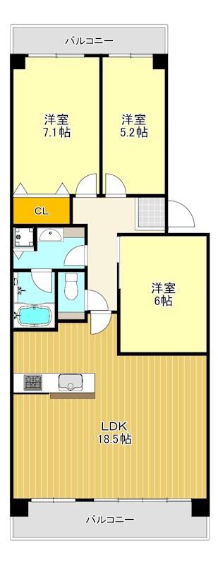 イトーピア泉北深井(3LDK/4階)の間取り写真