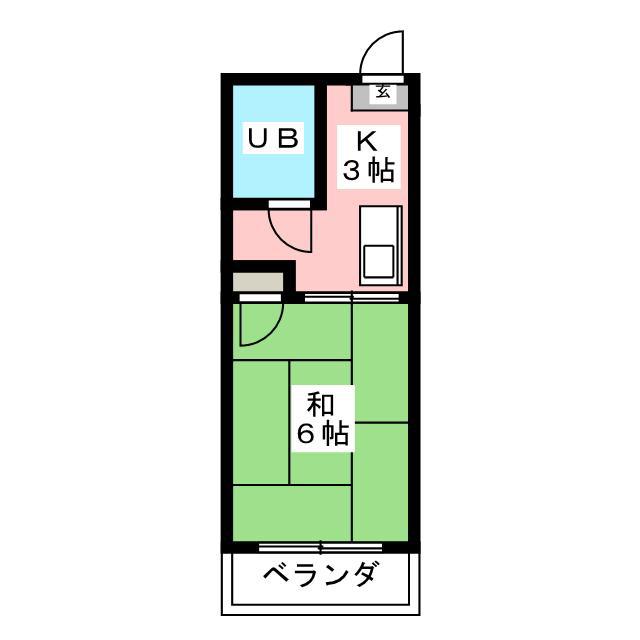 サンメゾン24 B棟(1K/1階)の間取り写真