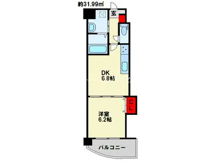 サンシャイン真鶴リバーサイド(1DK/5階)の間取り写真