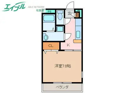 ユートピア垣鼻III(1K/3階)の間取り写真