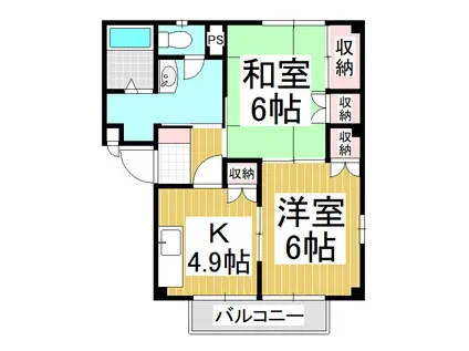 デューク・S(2DK/2階)の間取り写真
