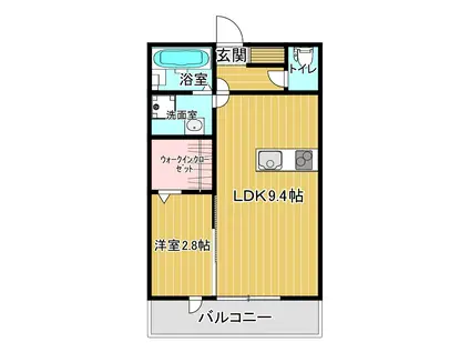 パークヴィラ杉水II(1LDK/2階)の間取り写真