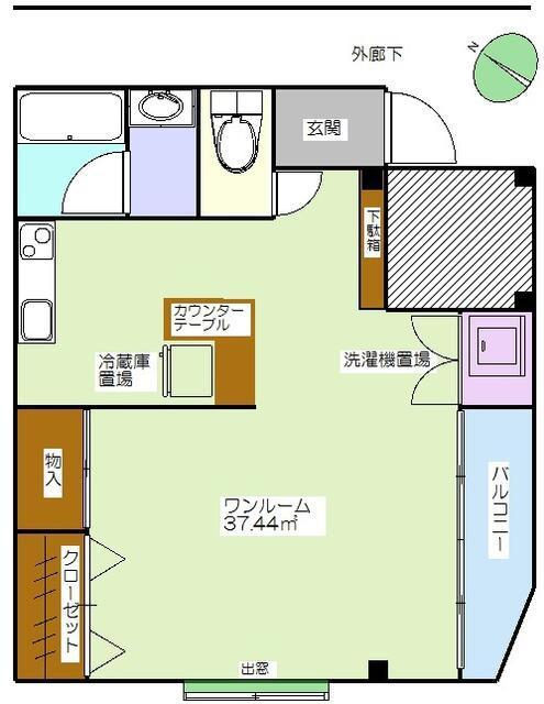 多田ビル(ワンルーム/2階)の間取り写真