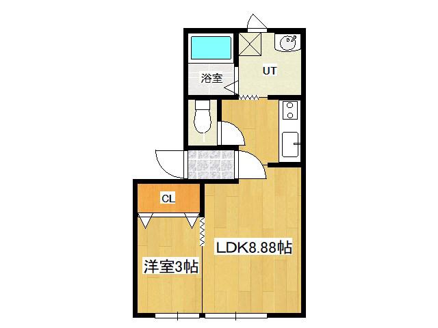 ハイツS2(1LDK/1階)の間取り写真
